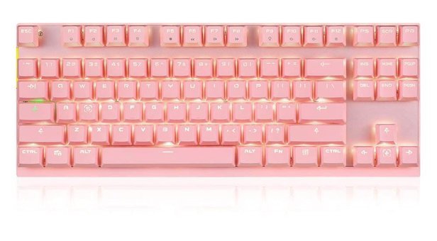 Mistaha İngilizce Q RGB 87 Tuşlu Cherry Switch Kablolu Pembe Mekanik Gaming Klavye