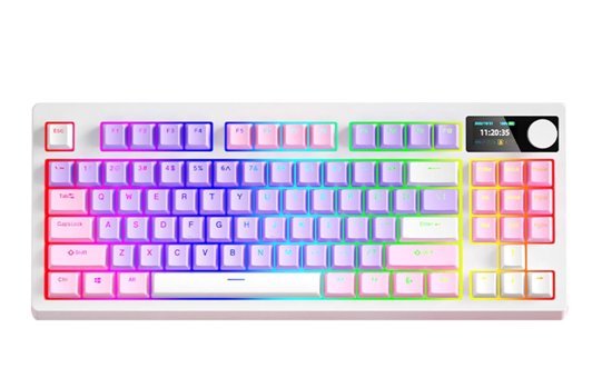 Cankypu K87 İngilizce Q RGB 87 Tuşlu White Switch Kablosuz Beyaz Mekanik Gaming Klavye