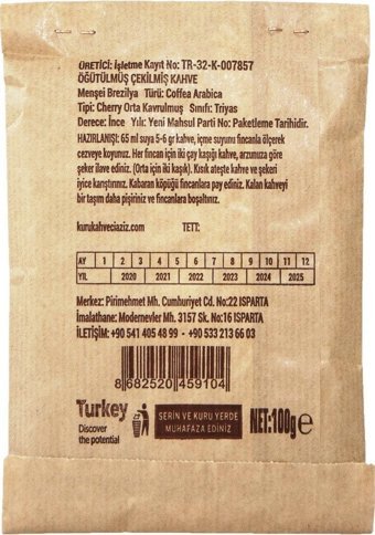 Kurukahveci Aziz Sade Az Kavrulmuş Türk Kahvesi 10x100 gr