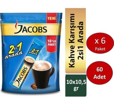 Jacobs Stick 2'si 1 Arada Sade 10.5 gr 6x10 Adet Hazır Kahve