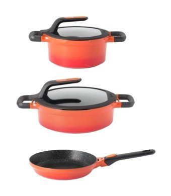 Berghoff Gem Stay-cool 5 Parça Cam Kapaklı Bakalit Saplı Tencere ve Tava Seti