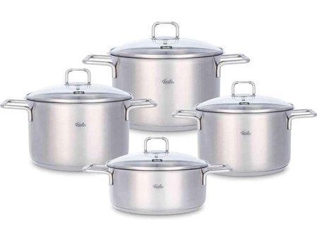 Fissler Hamburg 4 Parça Cam Kapaklı Çelik Saplı Çelik Tencere Seti