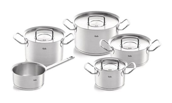 Fissler Original Profi Collection 9 Parça Cam Kapaklı Çelik Saplı Çelik Tencere Seti
