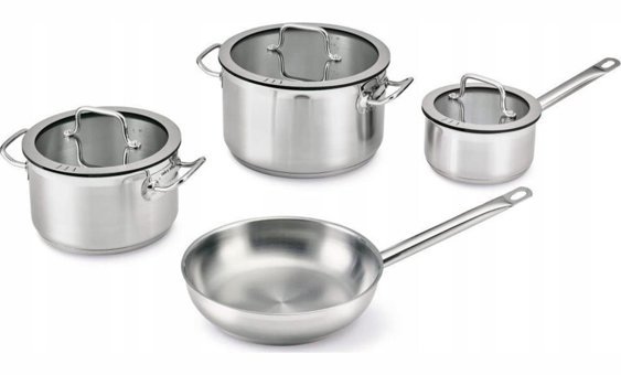 Berghoff Downtraft 7 Parça Cam Kapaklı Çelik Saplı Çelik Tencere Seti