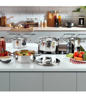 Schafer New Prime 8 Parça Çelik Kapaklı Çelik Saplı Çelik Tencere Seti