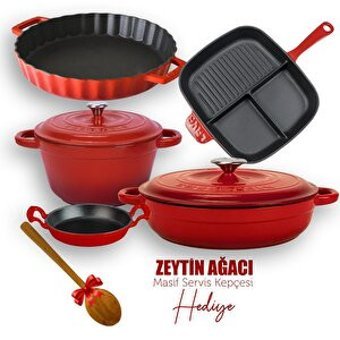 Lava 5X New Heritage Serisi 7 Parça Döküm Kapaklı Döküm Saplı Döküm Tencere ve Tava Seti