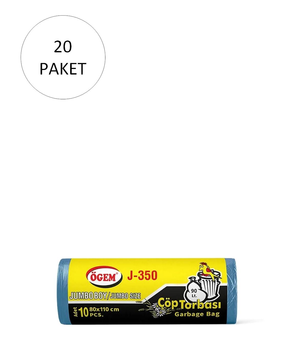 Ögem J-350 Jumbo Boy 80x110 cm Çöp Poşeti 20x10 Adet Mavi