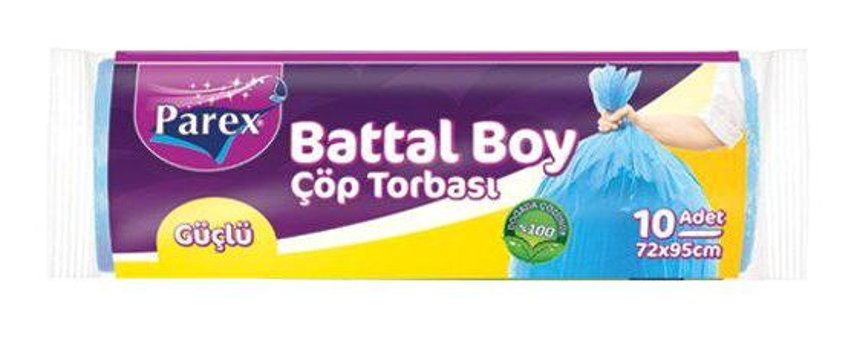 Parex Battal Boy 72x95 cm Çöp Poşeti 10 Adet Mavi