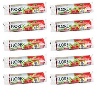 Florex Çilek Kokulu Şeffaf Büzgülü Büyük Boy 65x70 cm Çöp Poşeti 10x10 Adet Beyaz