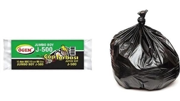 Ögem J-500 Jumbo Boy 80x110 cm Çöp Poşeti 10 Adet Siyah