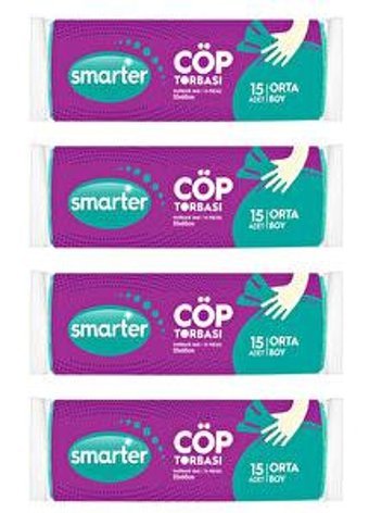 Smarter Orta Boy 55x60 cm Çöp Poşeti 4x15 Adet Yeşil