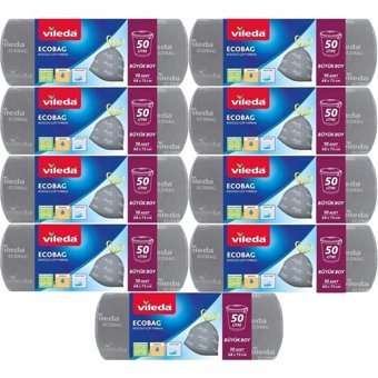 Vileda Büzgülü Büyük Boy 68x73 cm Çöp Poşeti 9x10 Adet Gri