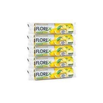 Florex Limon Kokulu Büzgülü Büyük Boy 65x70 cm Çöp Poşeti 5x10 Adet Sarı