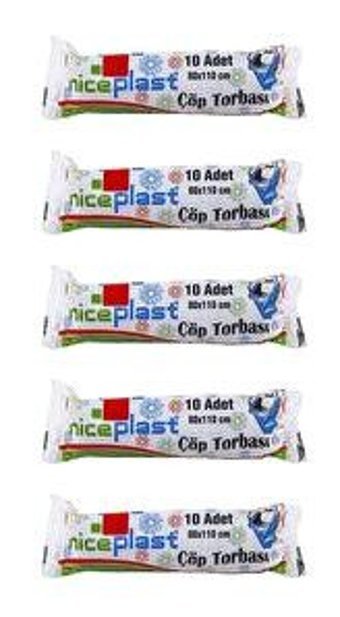 Niceplast Jumbo Boy 80x110 cm Çöp Poşeti 5x10 Adet Siyah