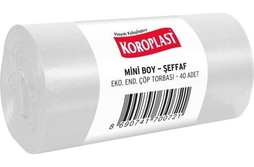 Koroplast Şeffaf Mini Boy 40x50 cm Çöp Poşeti 40 Adet Şeffaf