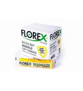 Florex Limon Kokulu Büzgülü Büyük Boy 65x70 cm Çöp Poşeti 10x25 Adet Sarı
