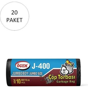 Ögem J-400 Jumbo Boy 80x110 cm Çöp Poşeti 20x10 Adet Siyah