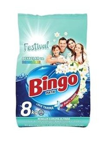 Bingo Matik Festival Renkliler ve Beyazlar İçin 53 Yıkama Toz Deterjan 8 kg