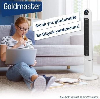 Goldmaster GM-7930 Kumandalı 3 Kademeli Yer Kullanımlı Kule Tipi Vantilatör
