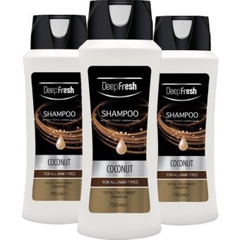 Deep Fresh Onarıcı Düz Saçlar İçin Hindistan Cevizli Kremsiz Şampuan Unisex Şampuanı 3x750 ml