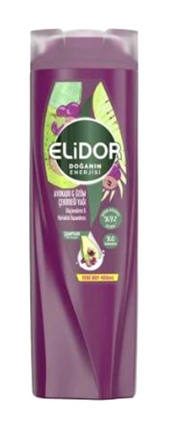 Elidor Doğanın Enerjisi Onarıcı Düz Saçlar İçin Avokado-Üzüm Çekirdeği Kremsiz Şampuan Unisex Şampuanı 12x400 ml