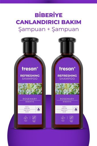 Tresan Canlandırıcı Bakım Düz Saçlar İçin Parabensiz Kremsiz Şampuan Unisex Şampuanı 2x300 ml