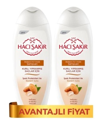 Hacı Şakir Arındırıcı Kuru Düz Saçlar İçin Badem Parabensiz Kremli Şampuan Unisex Şampuanı 500 ml