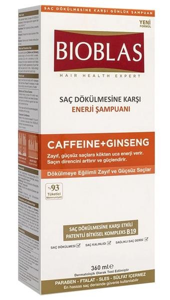 Bioblas Caffeine Ginseng Onarıcı Düz Saçlar İçin Sülfatsız Keratin Parabensiz Kremsiz Şampuan Unisex Şampuanı 360 ml