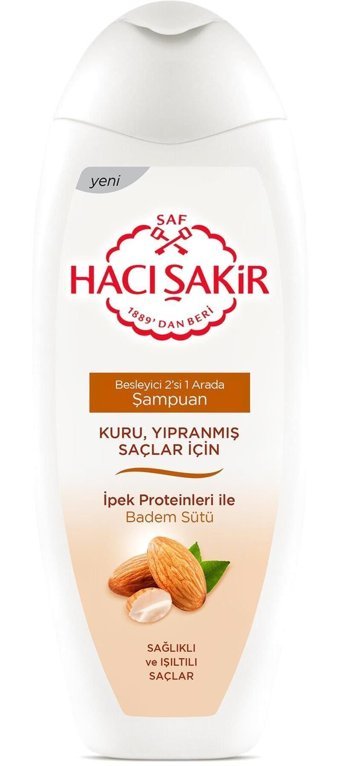 Hacı Şakir Arındırıcı Kuru Düz Saçlar İçin Badem Parabensiz Kremsiz Şampuan Unisex Şampuanı 500 ml