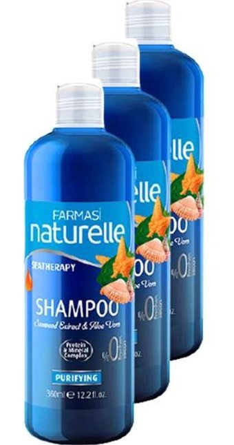 Farmasi Naturelle Sea Therapy Onarıcı Arındırıcı Düz Saçlar İçin Aloe Vera Kremsiz Şampuan Unisex Şampuanı 3x360 ml