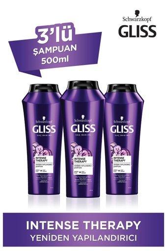 Gliss Intense Therapy Onarıcı Düz Saçlar İçin Kremsiz Şampuan Unisex Şampuanı 4x500 ml