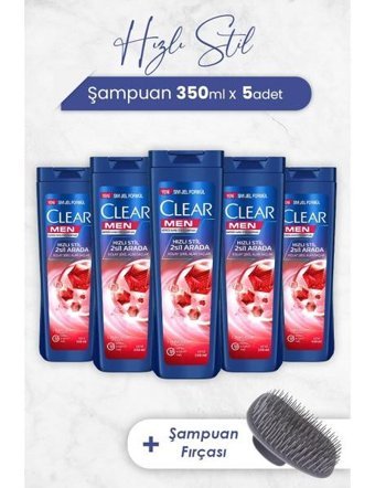 Clear Hızlı Stil Onarıcı Düz Saçlar İçin Kremsiz Şampuan 2 si Bir Arada Erkek Şampuanı 5x350 ml
