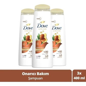 Dove Ultra Care Onarıcı Düz Saçlar İçin Argan Yağlı Kremsiz Şampuan Unisex Şampuanı 3x400 ml