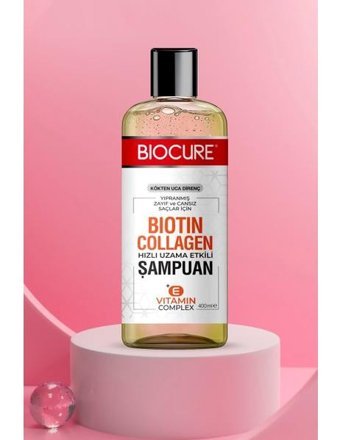 Biocure Biotin ve Collagen Onarıcı İnce Telli Düz Saçlar İçin Tuzsuz Sülfatsız Keratin Parabensiz Kremsiz Şampuan Unisex Şampuanı 360 ml