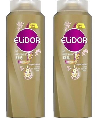 Elidor Superblend Saç Dökülmesine Karşı Düz Saçlar İçin Kremsiz Şampuan Unisex Şampuanı 2x500 ml