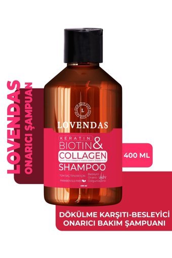 Lovendas Collagen Onarıcı Düz Saçlar İçin Parabensiz Kremsiz Şampuan Unisex Şampuanı 400 ml