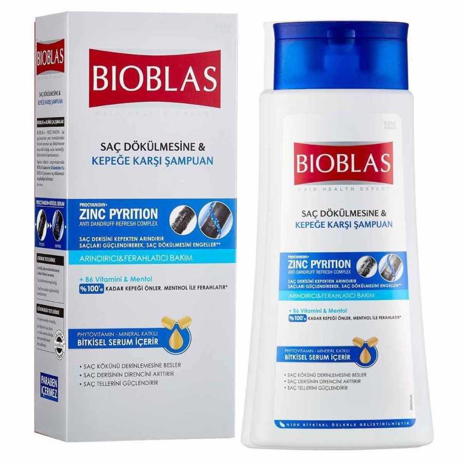 Bioblas Zinc Pyrithione Saç Dökülmesine Karşı Düz Saçlar İçin Sülfatsız Keratin Parabensiz Kremsiz Şampuan Unisex Şampuanı 360 ml