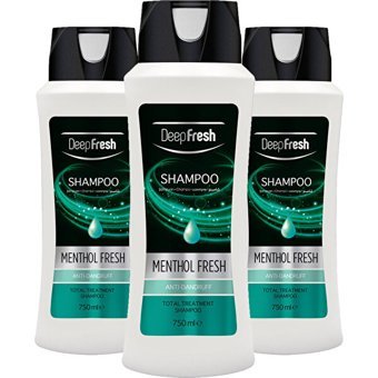 Deep Fresh Kepek Karşıtı Düz Saçlar İçin Mentollü Kremsiz Şampuan Unisex Şampuanı 3x750 ml