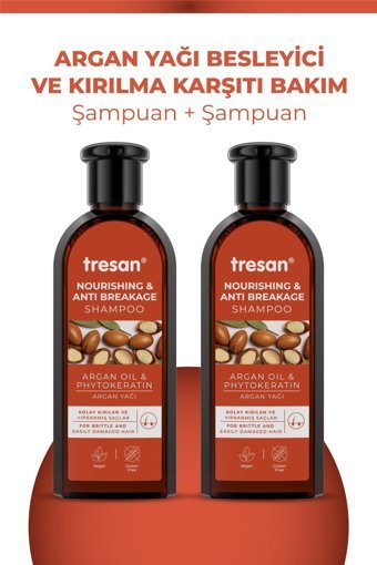 Tresan Nourishing & Anti Brekage Onarıcı Düz Saçlar İçin Argan Yağlı Parabensiz Kremsiz Şampuan Unisex Şampuanı 300 ml