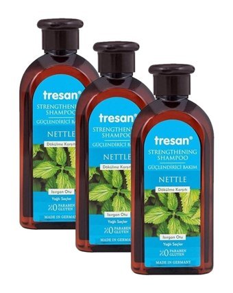 Tresan Güçlendirici Düz Saçlar İçin Isırgan Otlu Parabensiz Kremsiz Şampuan Unisex Şampuanı 3x300 ml