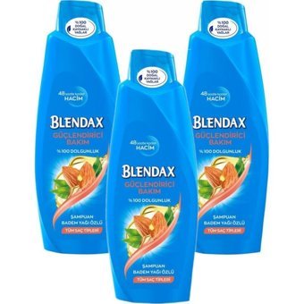 Blendax Onarıcı Düz Saçlar İçin Badem Yağı Kremsiz Şampuan Unisex Şampuanı 3x500 ml
