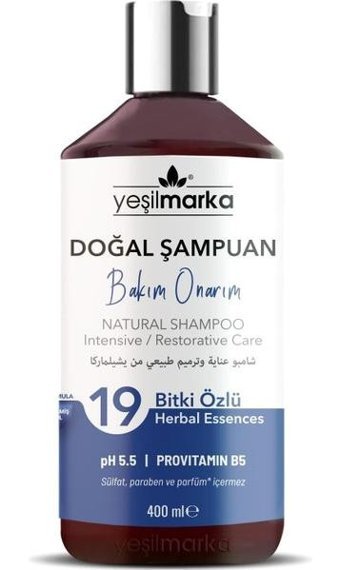 Yeşilmarka Doğal Bakım Onarım Düz Saçlar İçin Sülfatsız Parabensiz Kremsiz Şampuan Unisex Şampuanı