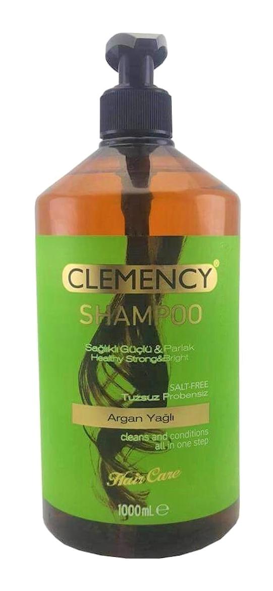 Clemency Onarıcı Düz Saçlar İçin Tuzsuz Argan Yağlı Kremsiz Şampuan Unisex Şampuanı 1000 ml