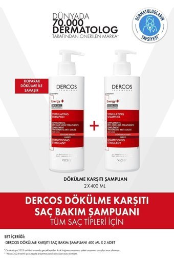 Vichy Dercos Saç Dökülmesine Karşı Düz Saçlar İçin Parabensiz Kremsiz Şampuan Unisex Şampuanı 400 ml