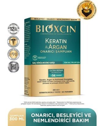 Bioxcin Onarıcı İnce Telli Düz Saçlar İçin Keratin Argan Yağlı Kremsiz Şampuan Unisex Şampuanı 4x300 ml