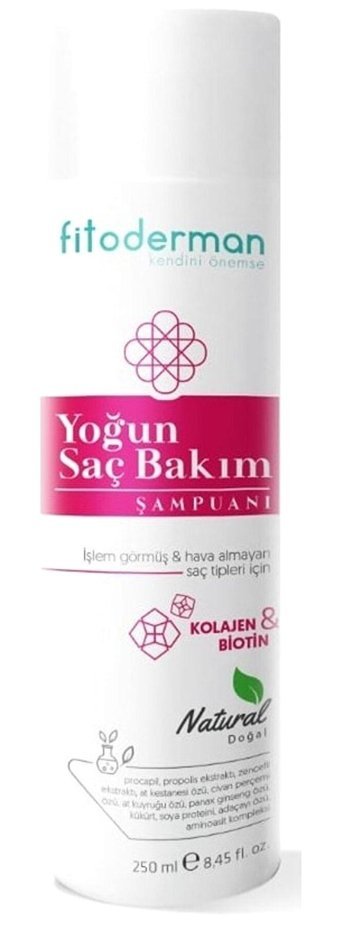 Fitoderman Yoğun Saç Bakımı Saç Dökülmesine Karşı Düz Saçlar İçin Kremsiz Şampuan Unisex Şampuanı 250 ml