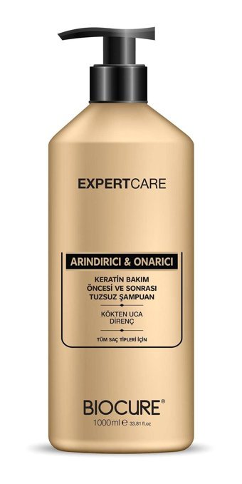 Biocure Expert Care Onarıcı Arındırıcı Düz Saçlar İçin Tuzsuz Sülfatsız Parabensiz Kremsiz Şampuan Unisex Şampuanı 1000 ml