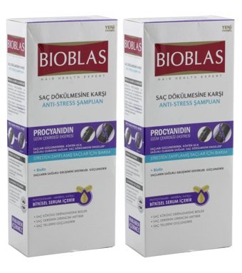 Bioblas Anti-Stress Onarıcı Düz Saçlar İçin Sülfatsız Keratin Parabensiz Kremsiz Şampuan Unisex Şampuanı 2x360 ml