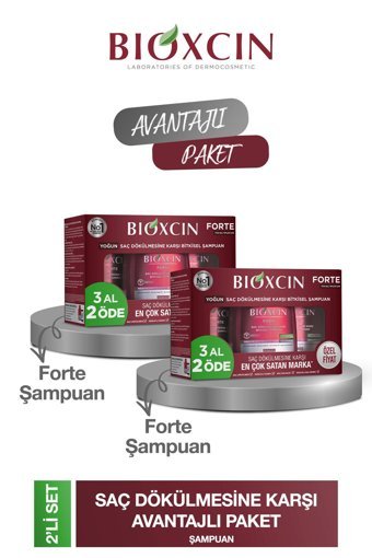 Bioxcin Forte Saç Dökülmesine Karşı Düz Saçlar İçin Kremsiz Şampuan Unisex Şampuanı 6x300 ml