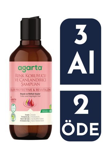 Agarta Renk Koruyucu Arındırıcı Düz Saçlar İçin Tuzsuz Sülfatsız Keratin Parabensiz Kremsiz Şampuan Unisex Şampuanı 3x400 ml